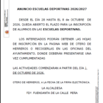 Anuncio escuelas deportivas 26-27